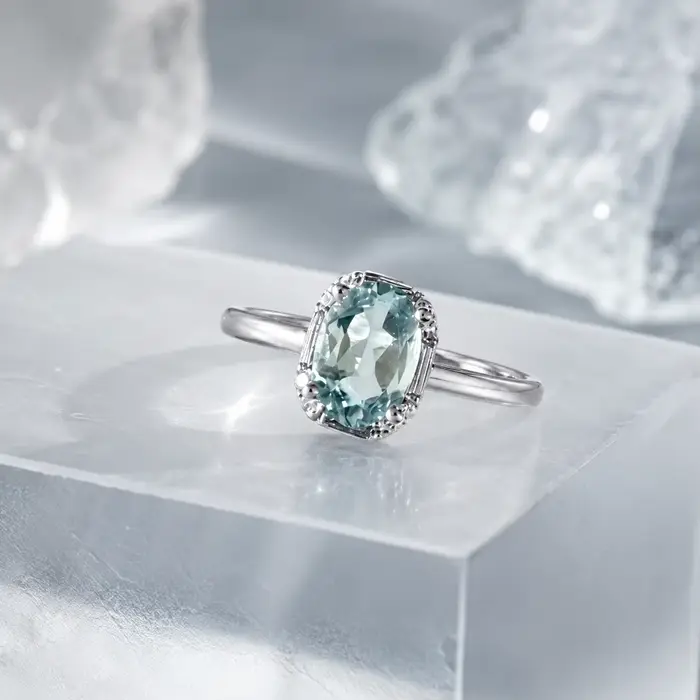 ITSMOS – bague en topaze bleu ciel naturel, coupe ovale, solitaire, bijoux minimalistes, esthétique 