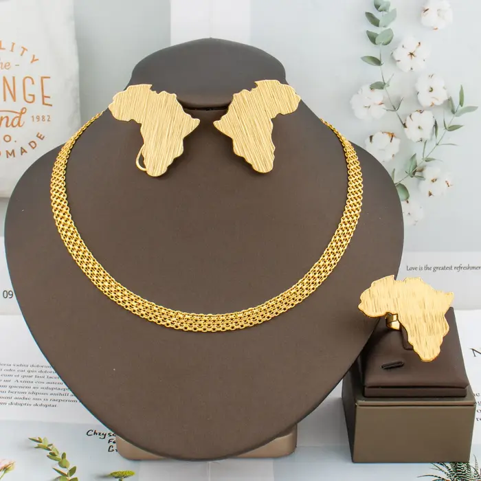 Ensemble de bijoux de document en or pour femmes, boucles d'oreilles à clip, bague de JORing élégant