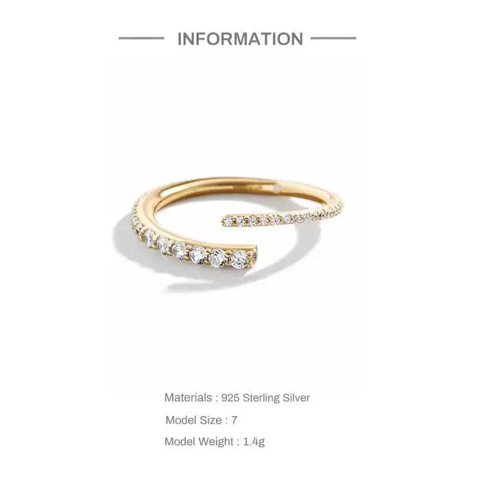 ROXI INS géométrie blanc Zircon anneau ouvert pour les femmes 925 en argent Sterling anneaux réglables bijoux Aros Plata 925 Mujer