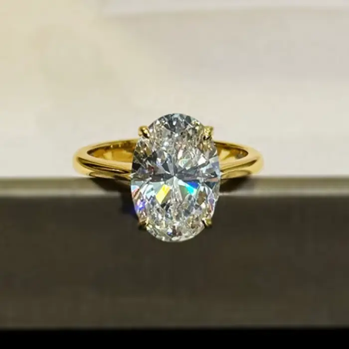 Bague ovale en or 14 carats, diamant Moissanite de laboratoire de 4Ct, bague de mariage pour femmes,