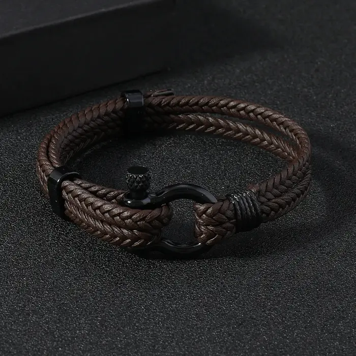 Bracelets en corde de cuir décontractés pour hommes et garçons