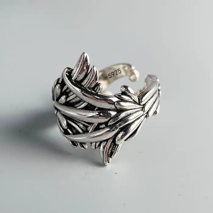 Bagues en argent Sterling 925 pour femmes et hommes, bague ouverte simple faite à la main, style vin
