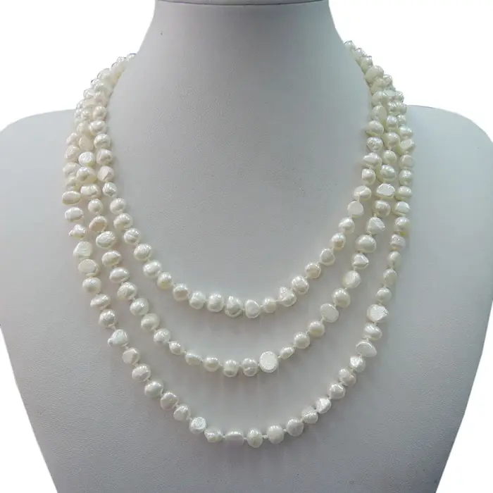 Collier Long de perles d'eau douce 100% naturelles
