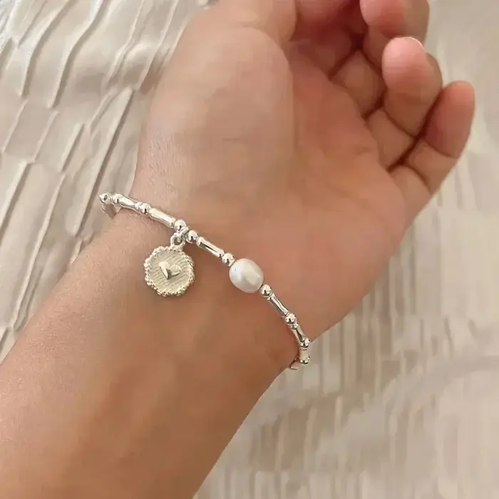 Bracelet en argent sterling 925 avec nœuds et perles pour femme occasion anniversaire cadeau chic et moderne élégant simple tendance