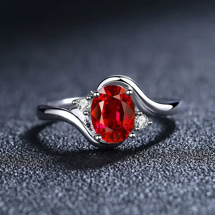 Bague en argent sterling sertie de rubis sang de pigeon pour femmes et hommes occasions spéciales mariage anniversaire engagement