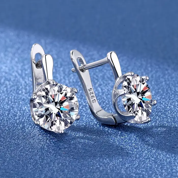 Boucles d'Oreilles en Argent Sterling 925, Bijoux Rétro de Haute Qualité, Motif Simple, Violet, Blan