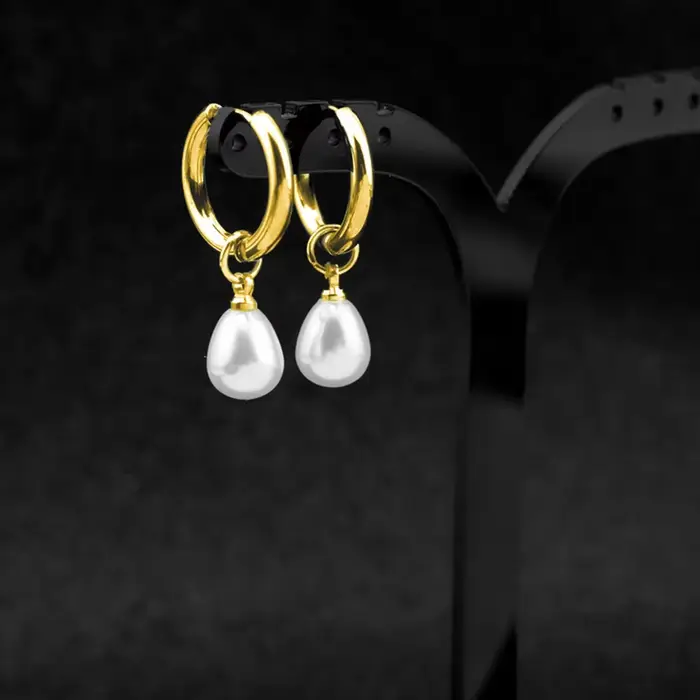 Boucles d'oreilles pendantes en perles pour femmes, maman, délicates, plaquées or 18 carats, en acie