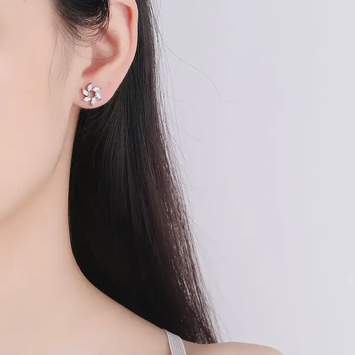Boucles d'oreilles en argent Sterling 925 et zircone