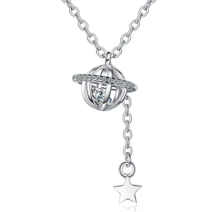 Collier pendentif planète cosmique en argent Sterling S925 pour femmes (40cm + 3.5cm), livraison gratuite sur bijoux de luxe