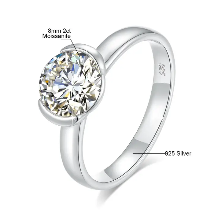 Bague émeraude cultivée en laboratoire de 8mm, en argent Sterling 925, coupe ronde pour femmes et ho
