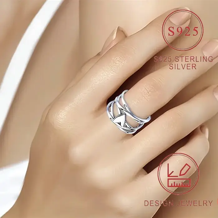 Alliance en argent sterling 925 en forme de cœur bijou de mariage pour femme style français chic bijoux de mode occasion spéciale