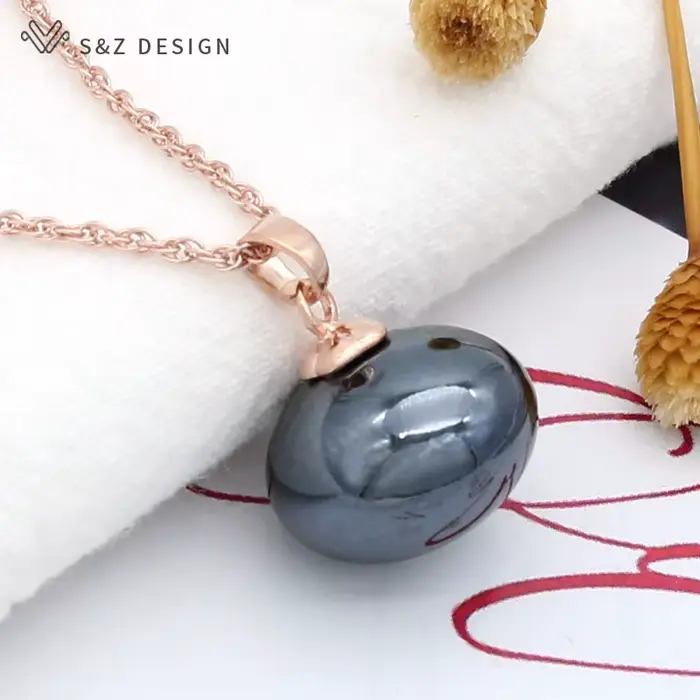 S & Z DESIGN – collier avec pendentif en perles d'imitation de grand pain pour femmes, couleur or Ro