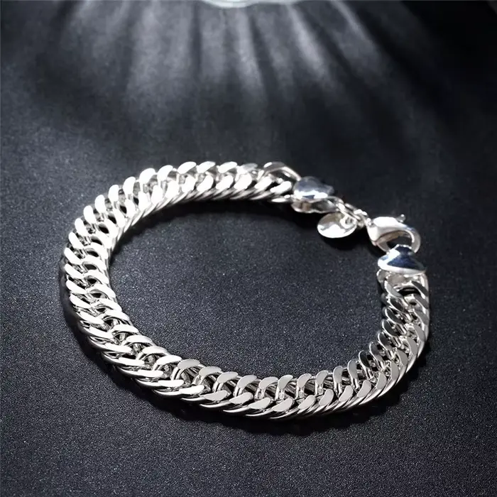 Bracelet Carré en Argent Sterling 925 Noble pour Femmes et Hommes Style Mode Occasion Mariage Bijou Élégant à la Mode pour Célébration