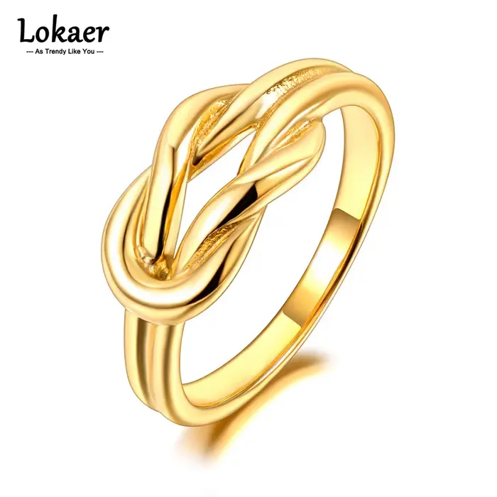 Bague Lokaer en acier inoxydable plaquée or 18 carats, design géométrique moderne pour femmes, élégante et durable, idéale pour les occasions spéciales