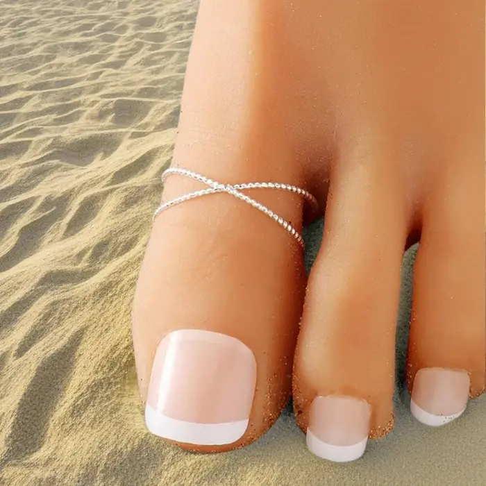 Bague d'orteil réglable couleur or et argent pour femme