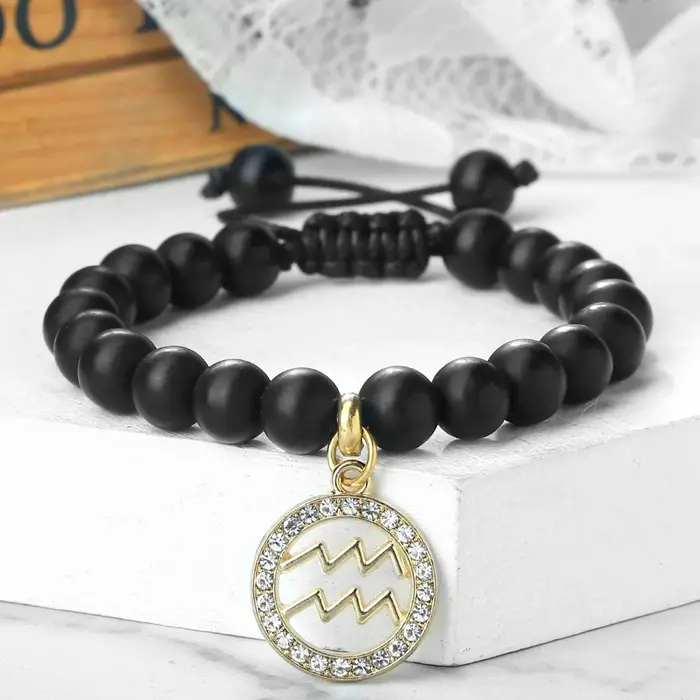 Bracelet en Perles avec 12 Signes du Zodiaque