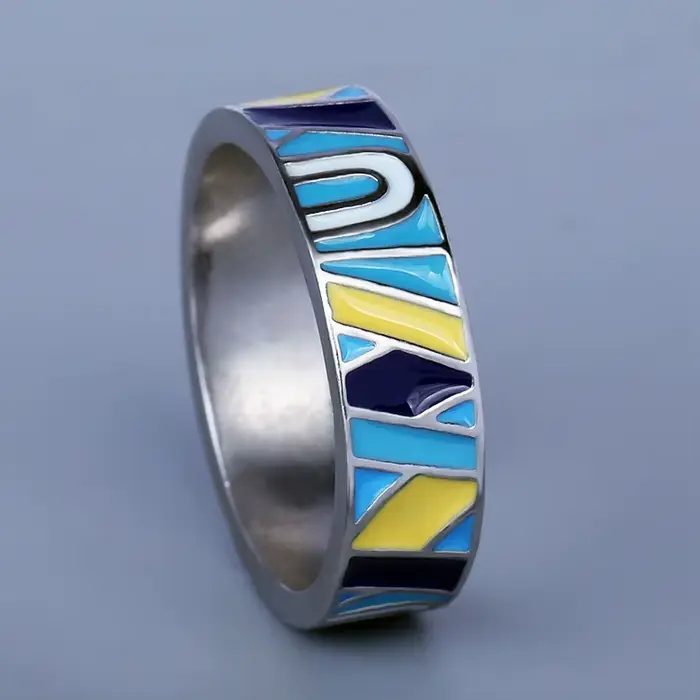 Bague de Cocktail en Argent Sterling 925 avec Lettres Colorées Irrégulières et Zirconium Blanc pour Fêtes et Occasions Spéciales