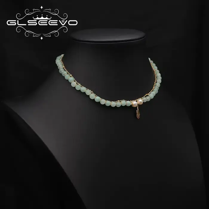 GLSEEVO – collier de perles naturelles émeraude pour femmes