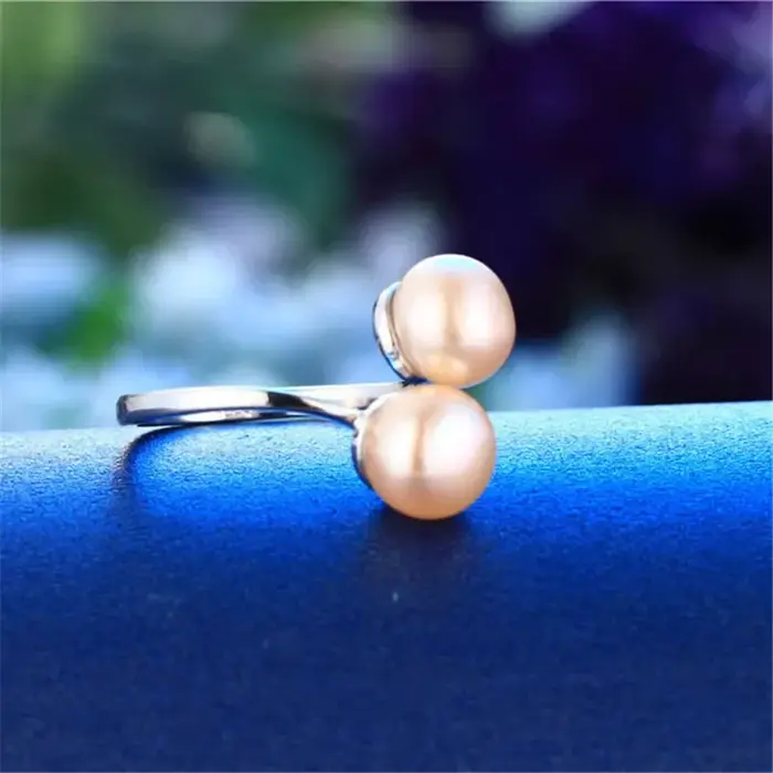 Bague en argent regardé 925 avec perle naturelle véritable pour femme