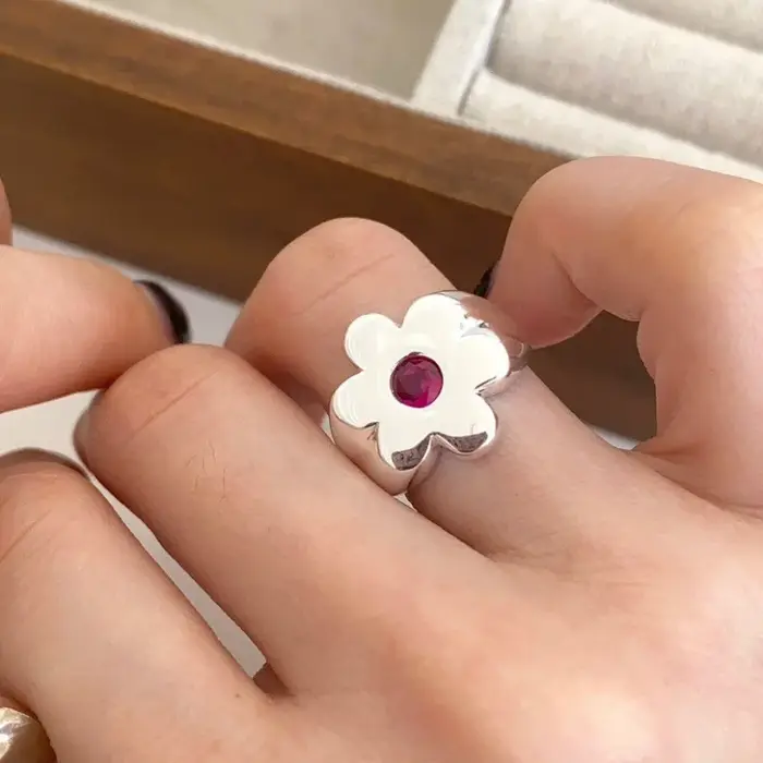 Bague à fleurs y2k pour femmes et filles