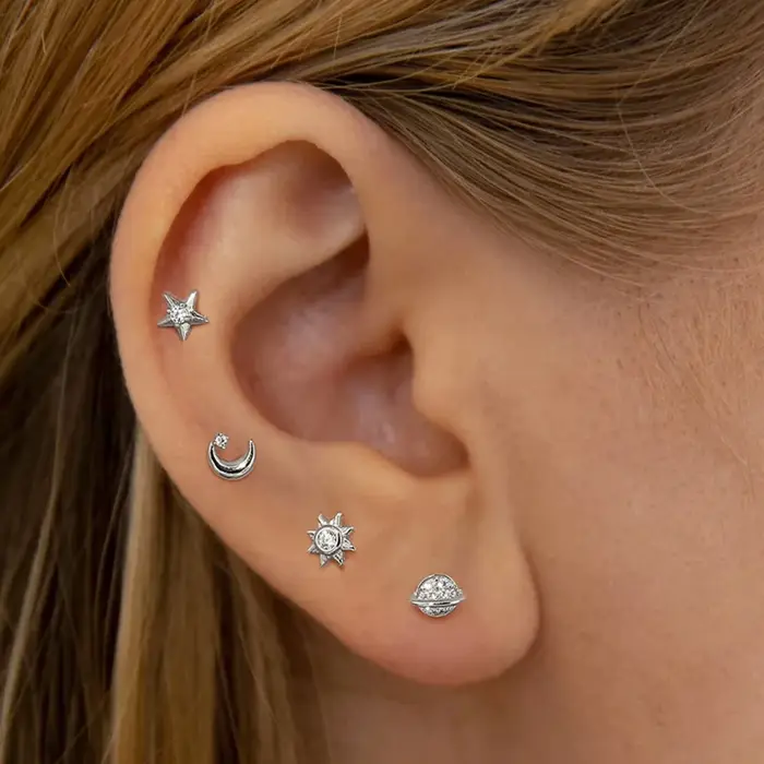 Aide-Ensemble de boucles d'oreilles en argent regardé 925 pour femme