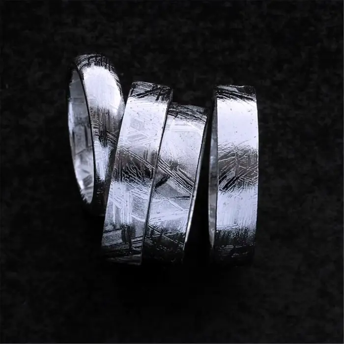 Véritable naturel Gibeon fer météorite mode bague argent plaqué bijoux anneaux de mariage femmes hom
