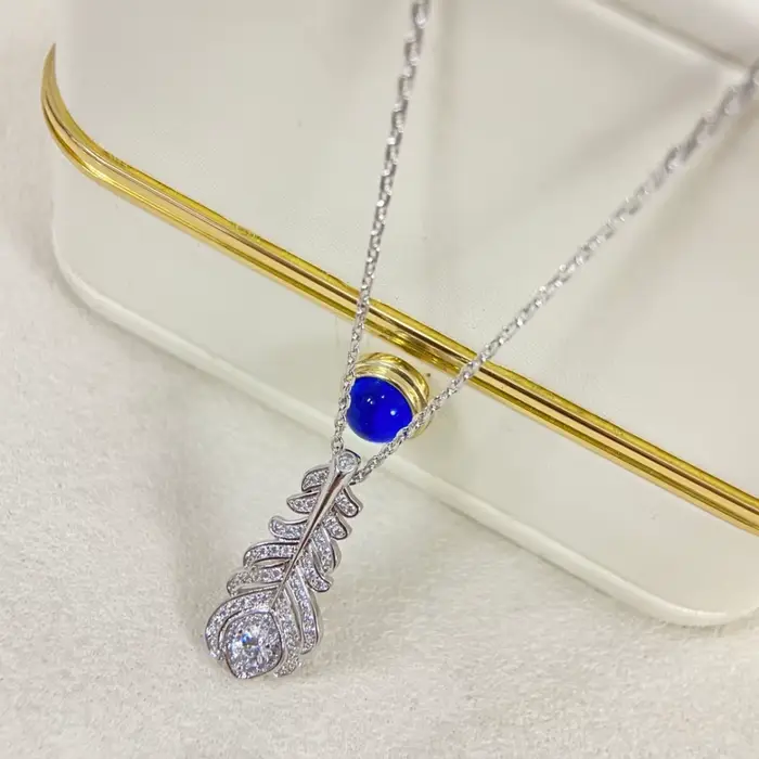 Collier élégant en plumes pour femme, plaqué argent 925, bijoux en or, cadeau pour femmes élégantes