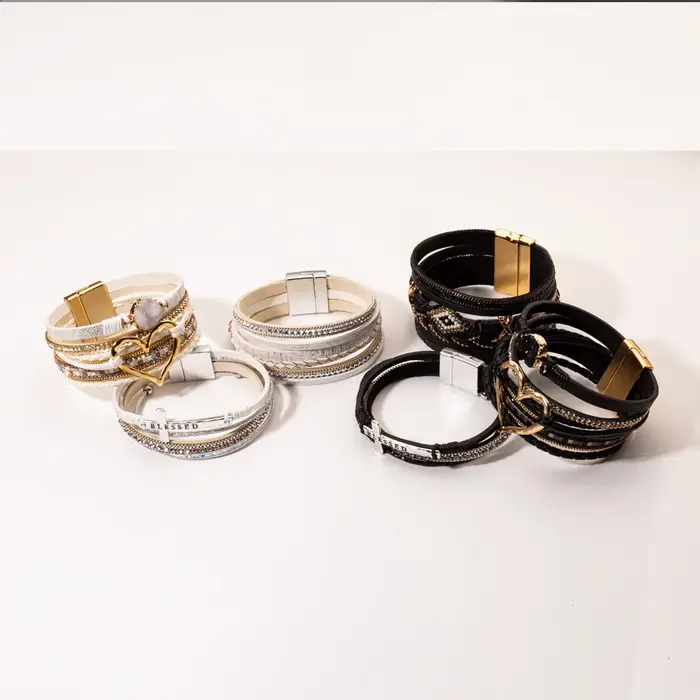 Bracelet multicouche bohème Vinatge croix bénie avec fermoir magnétique pour hommes et femmes amis