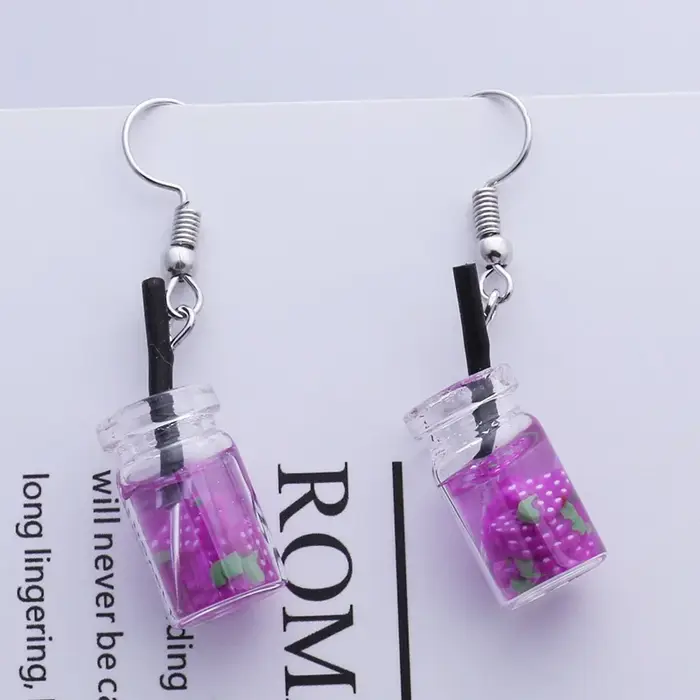 Couleur pourpre femmes boucles d'oreilles pendantes petites
