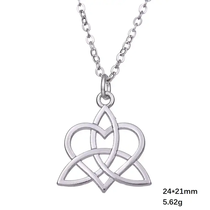 Skyrim-Collier pendentif géométrique noeud d'amour celtique pour femme, argent antique, triquetra, c