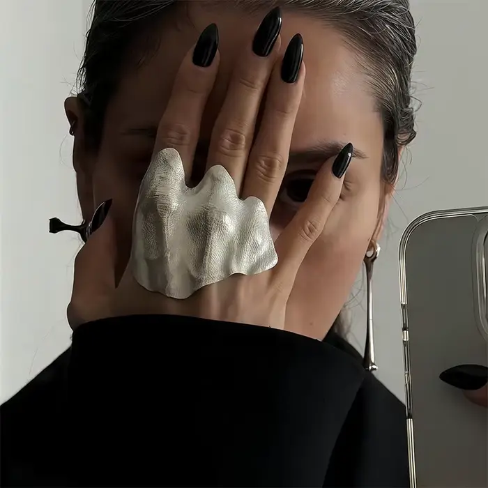 Accessoires de bijoux minimalistes en cuivre pour hommes et femmes, bague sculpturale abstraite, bij