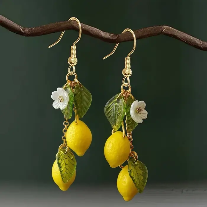Boucles d'oreilles citron personnalisées avec Long pompon