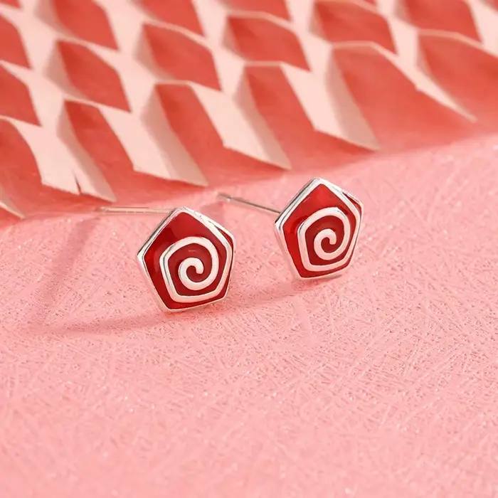 Uini Tail vente chaude nouveau 925 en argent sterling à la mode rouge rotatif fleur boucles d'oreill