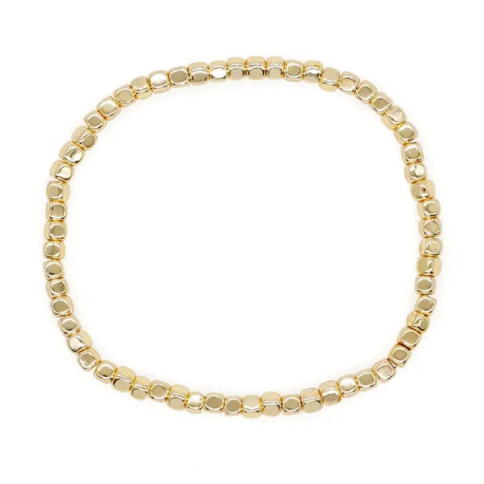 Go2boho – Bracelets carrés en pierre d'hématite, perles dorées, extensibles, élastiques, faits à la 