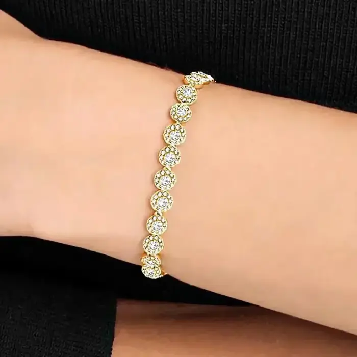 Ensemble de bijoux 2025 - Happiness Diamond - Boucles d'oreilles rondes en cristal, bracelet, collier - Ensemble de bijoux pour femmes avec de magnifiques pierres précieuses - Série Una Angelic