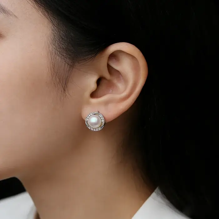 Boucles d'oreilles en perles noires d'eau douce cultivées pour femme