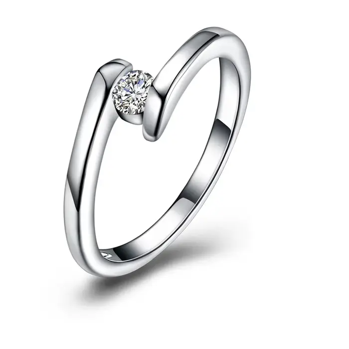 Bague femme en argent sterling 925 7-10 #   Bijoux de fête en Zircon brillant, Simple et fin, à la m