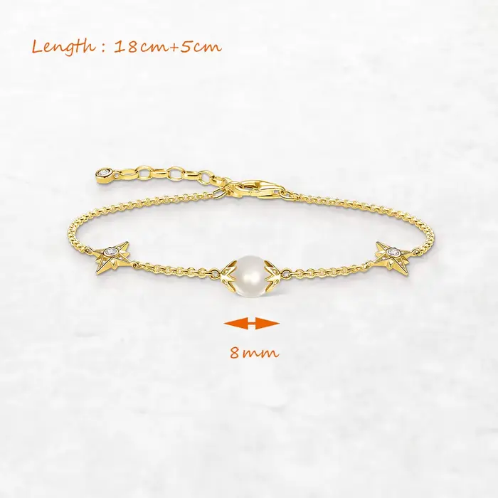 Bracelet perlé étoile en argent sterling 925 plaqué or pour femme, bijoux bohèmes cosmiques à offrir pour occasions spéciales