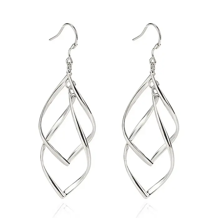 Boucles d'oreilles pendantes hypoallergéniques couleur argent pour femmes, style clous d'oreilles av