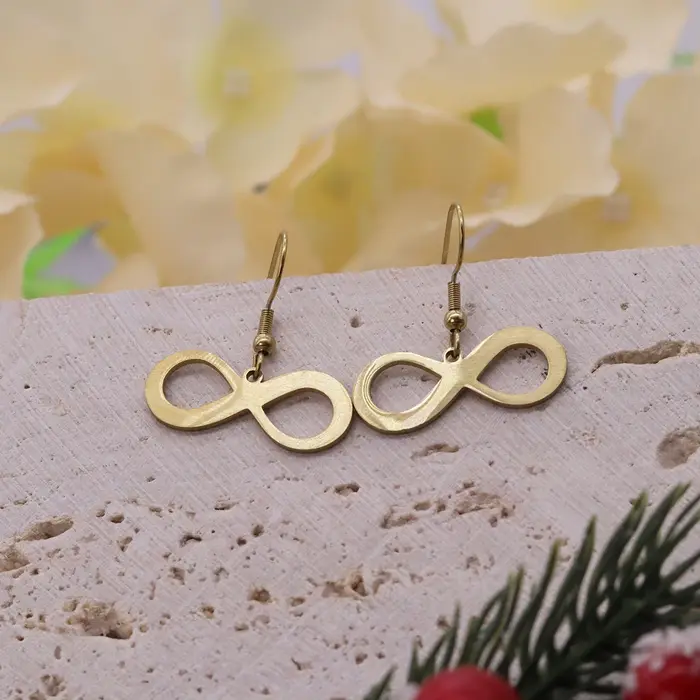 Kinitial – boucles d'oreilles Infinity 8 en acier inoxydable