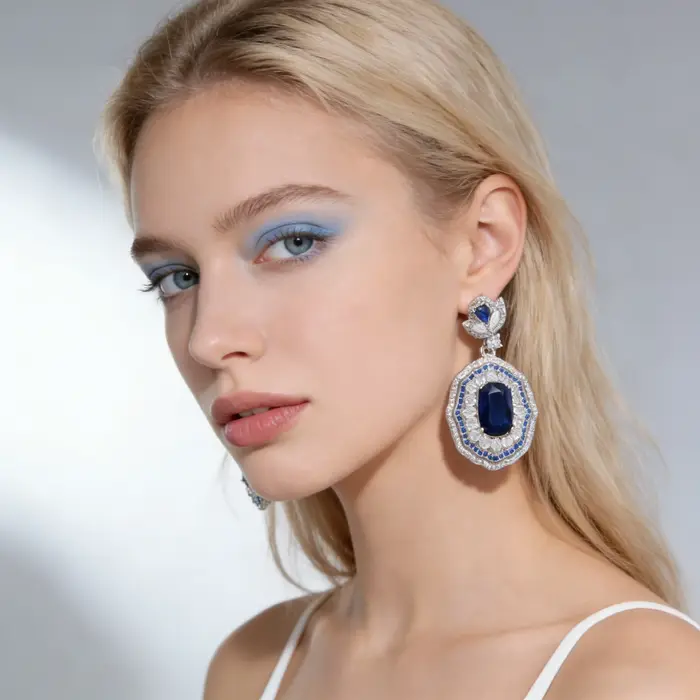 Boucles d'oreilles de luxe en saphir bleu