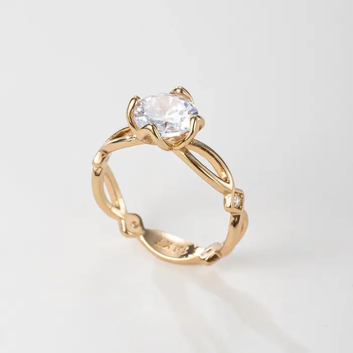 Bague en Zircon plaqué or 14K pour femmes