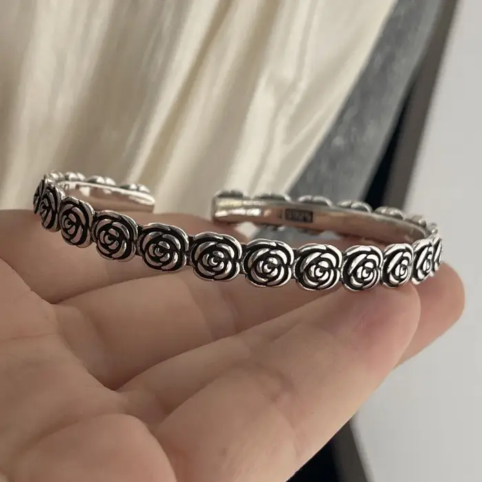 Bracelet rétro en argent Sterling 100% massif 925 pour femmes et hommes