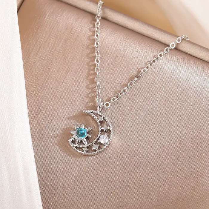 Nouveaux magnifiques colliers en argent sterling 925 faits à la main, de luxe, bleu clair de lune, a