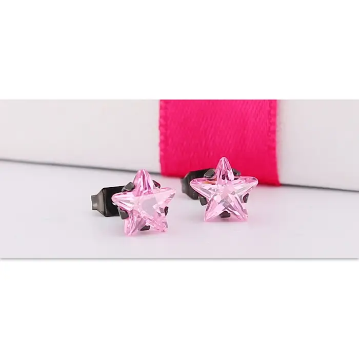 Uelf-Boucles d'oreilles étoiles en cristal rose brillant pour femmes