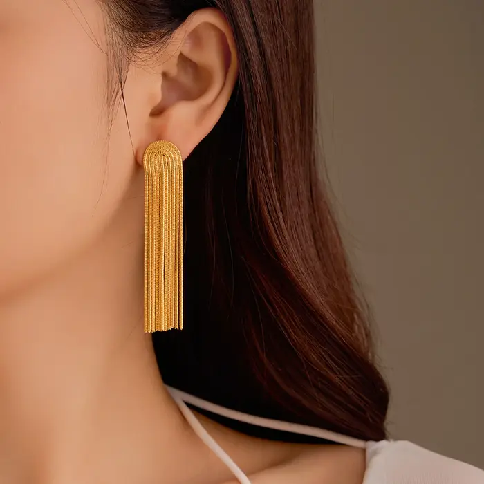 Boucles d'oreilles longues à franges pour femmes