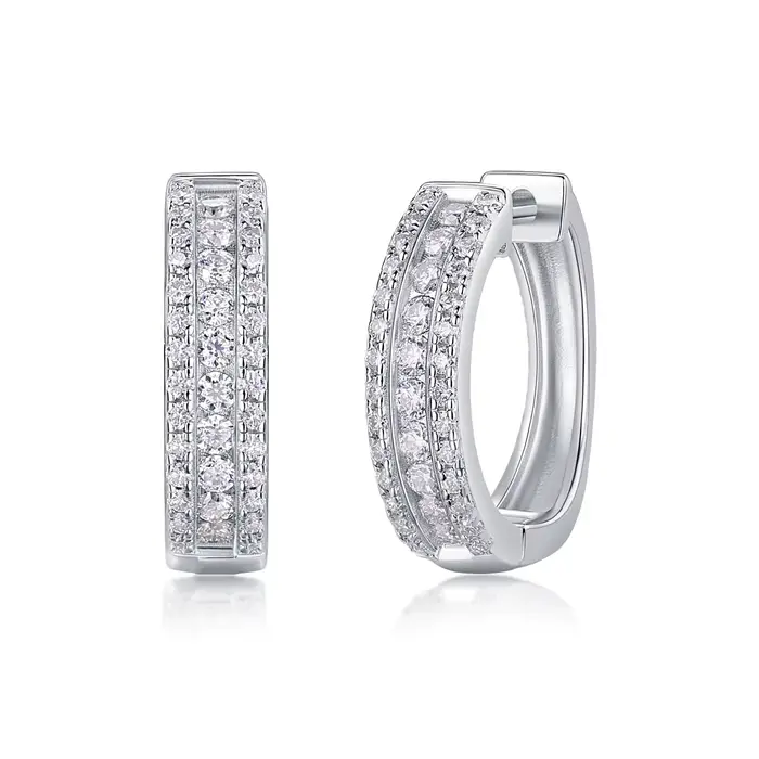 JIUZUAN-Boucles d'Oreilles Tricolores Moissanite pour Femme, Clous Plaqué Argent 925, Platine 18K, Bijoux Brillants avec Certificat