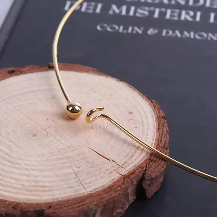 Collier rond en acier inoxydable 304 avec boule parfaite embout or argent bijoux fait main pour femmes hommes occasions spéciales
