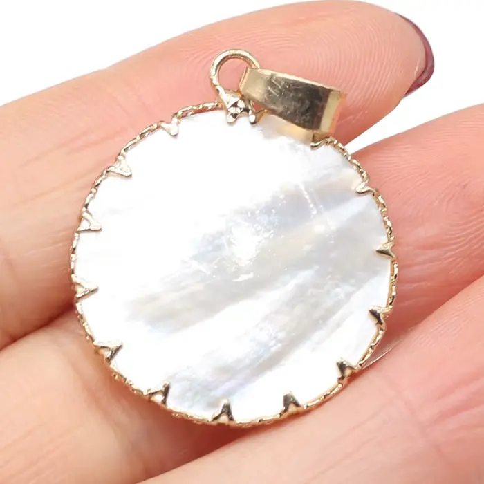 Pendentif en coquillage blanc naturel, rond en nacre, breloques exquises pour la fabrication de bijo