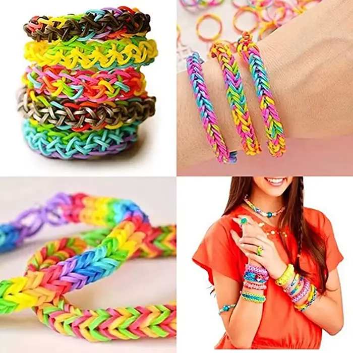 Kits de fabrication de bracelets en élastiques colorés, environ 600 pièces/lot, pour la création de bijoux, la fabrication de bracelets pour enfants, le tissage de bracelets, outils faits main DIY